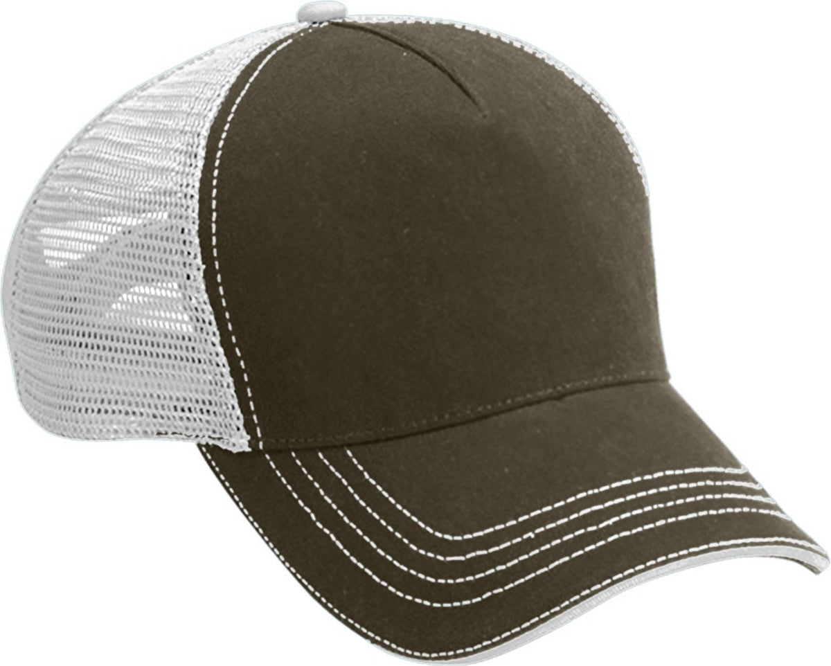 Cobra Cap Wm-5 5 Panel Washed Twill/soft Mesh - Olive White