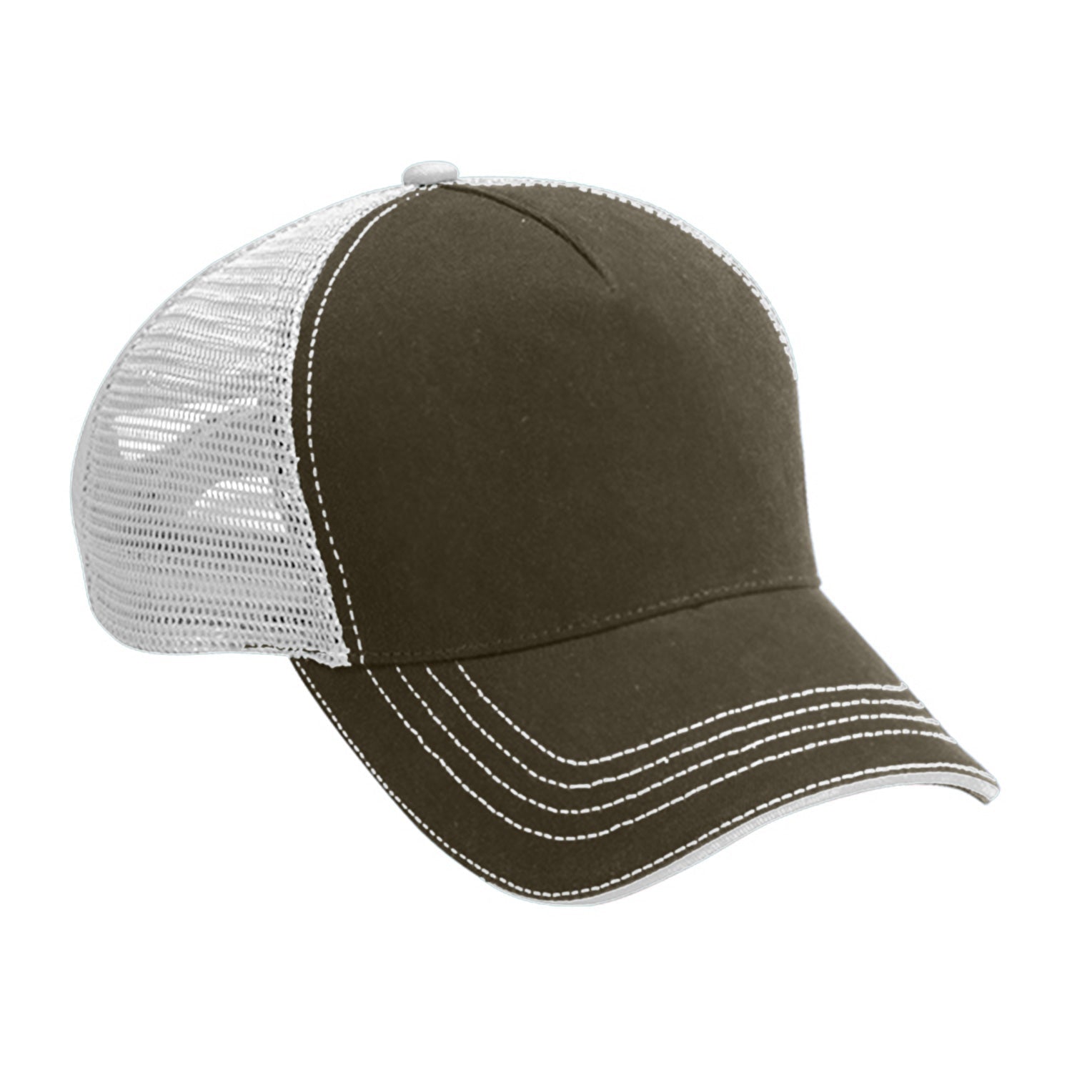 Cobra Cap Wm-5 5 Panel Washed Twill/soft Mesh - Olive White