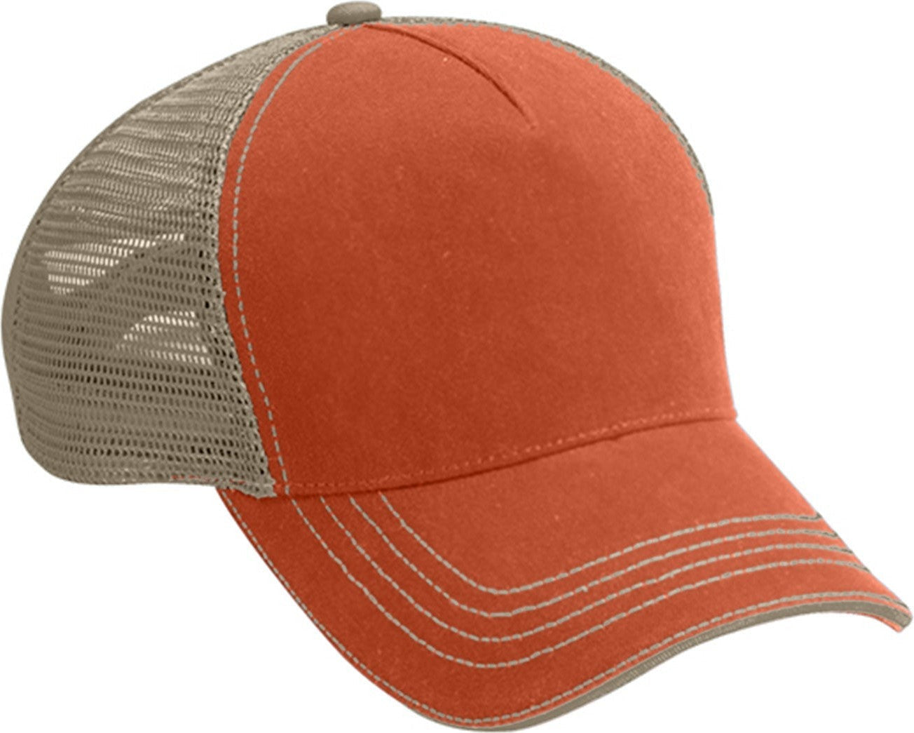 Cobra Cap Wm-5 5 Panel Washed Twill/soft Mesh - Orange Khaki