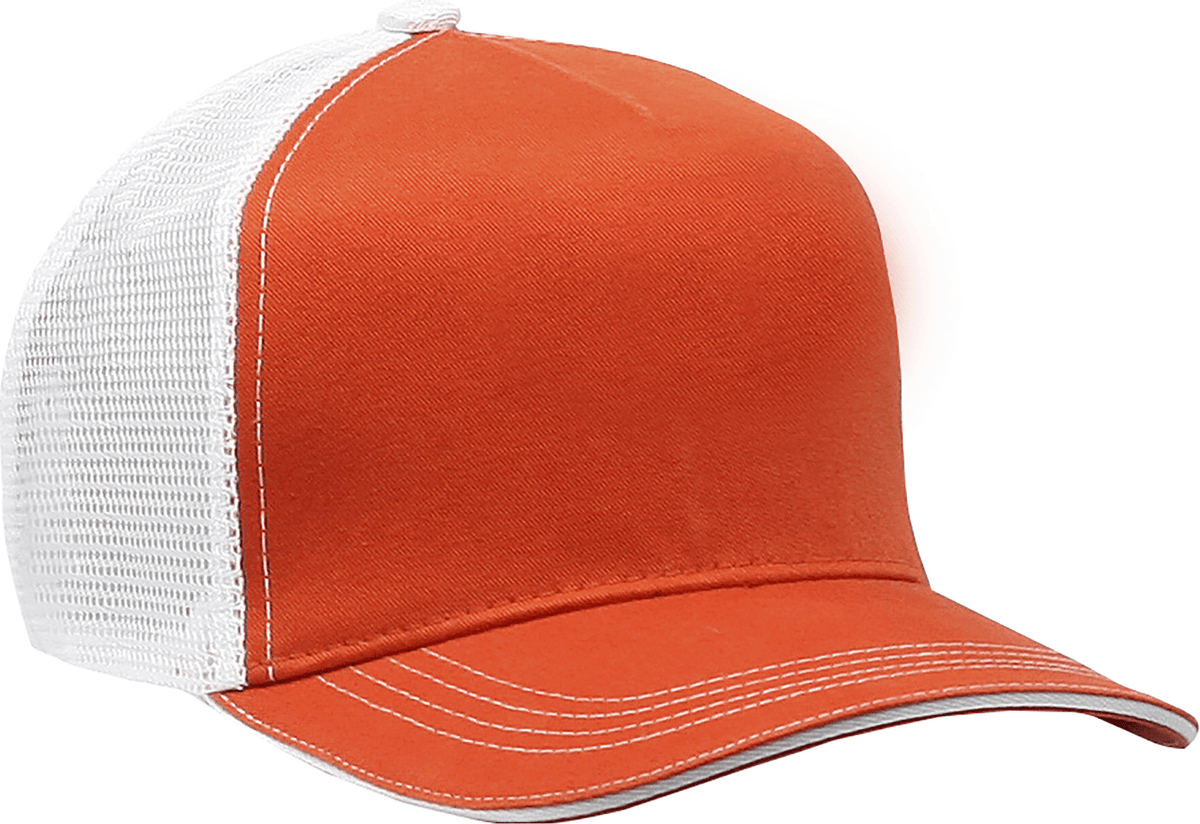 Cobra Cap Wm-5 5 Panel Washed Twill/soft Mesh - Orange White