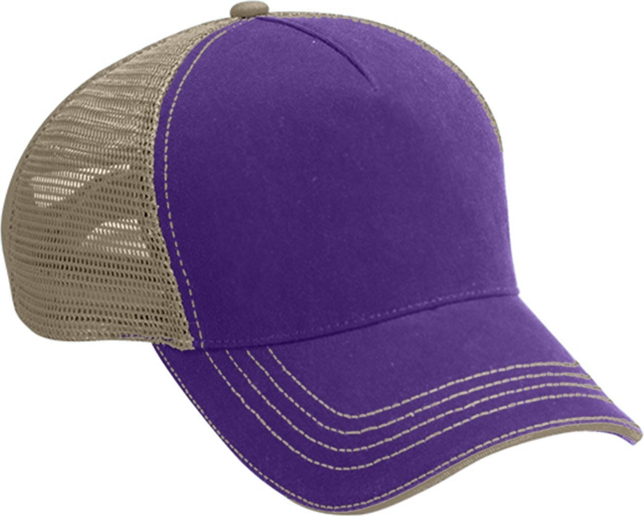 Cobra Cap Wm-5 5 Panel Washed Twill/soft Mesh - Purple Khaki