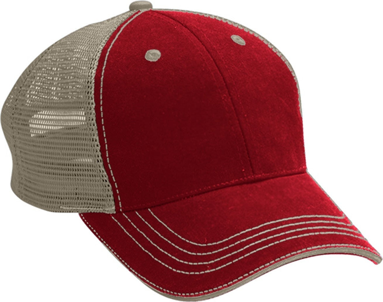 Cobra Cap Wm-6 6 Panel Washed Twill/soft Mesh - Brightred Khaki
