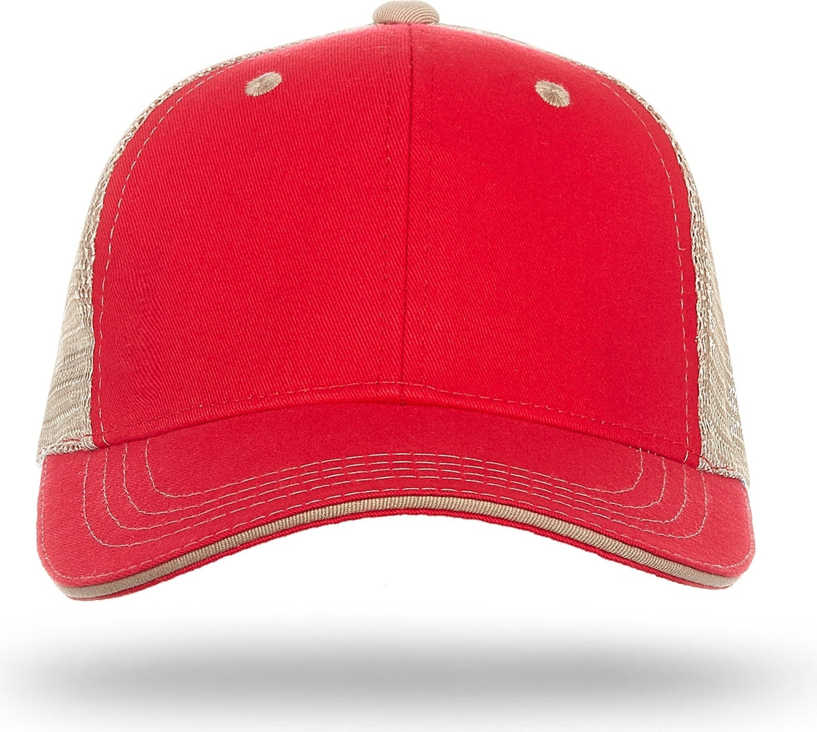 Cobra Cap Wm-6 6 Panel Washed Twill/soft Mesh - Brightred Khaki