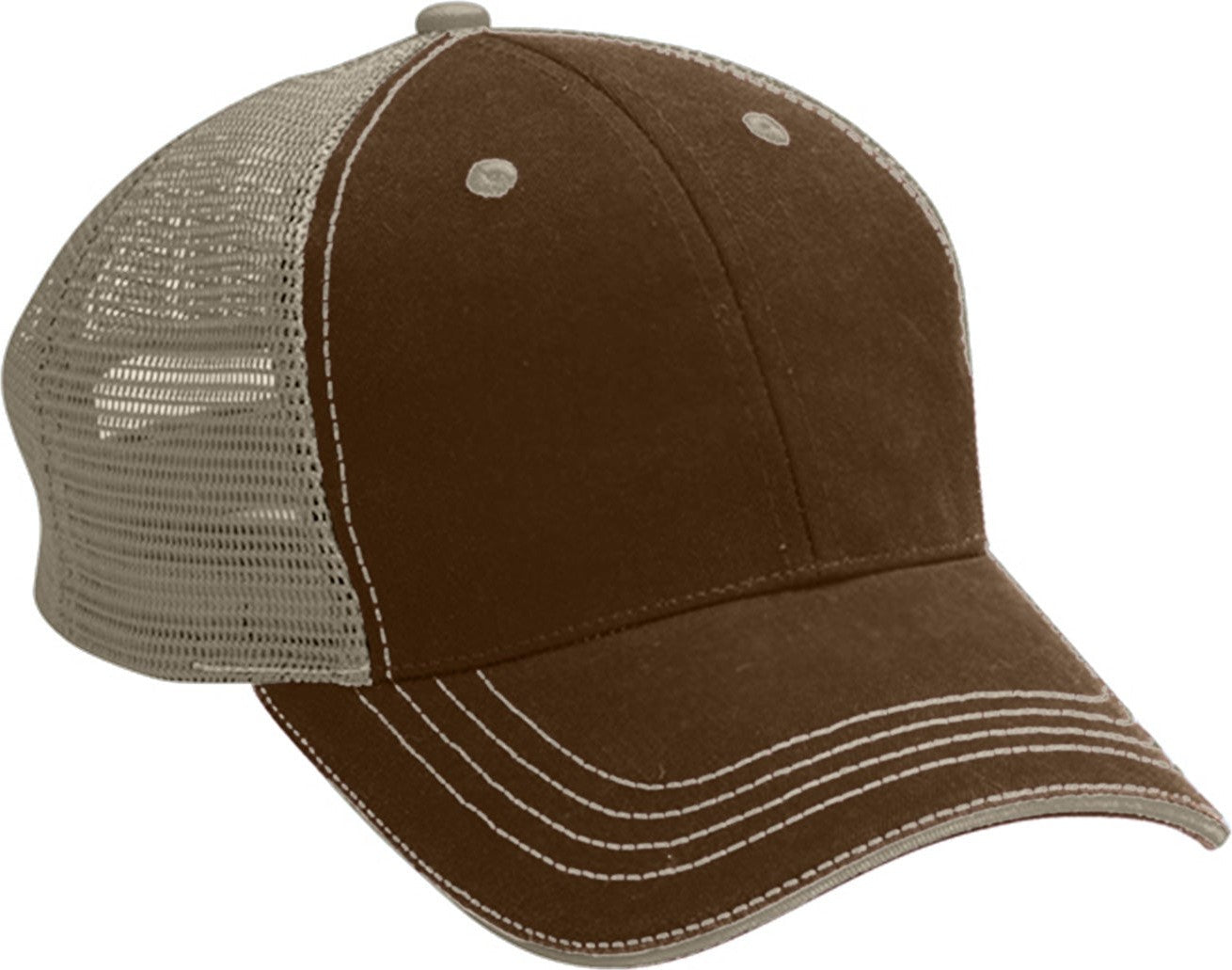 Cobra Cap Wm-6 6 Panel Washed Twill/soft Mesh - Brown Khaki