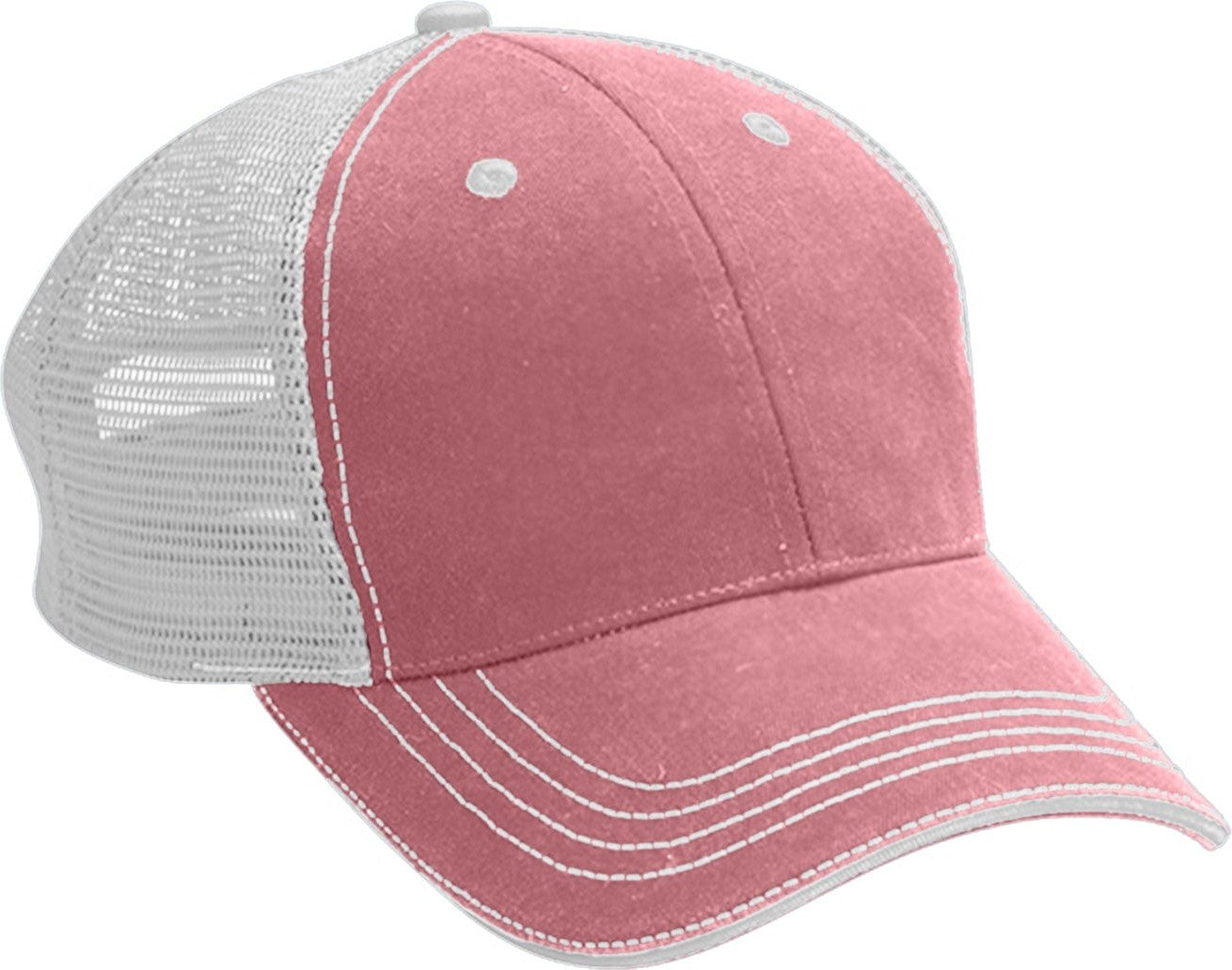 Cobra Cap Wm-6 6 Panel Washed Twill/soft Mesh - Candy Pink White