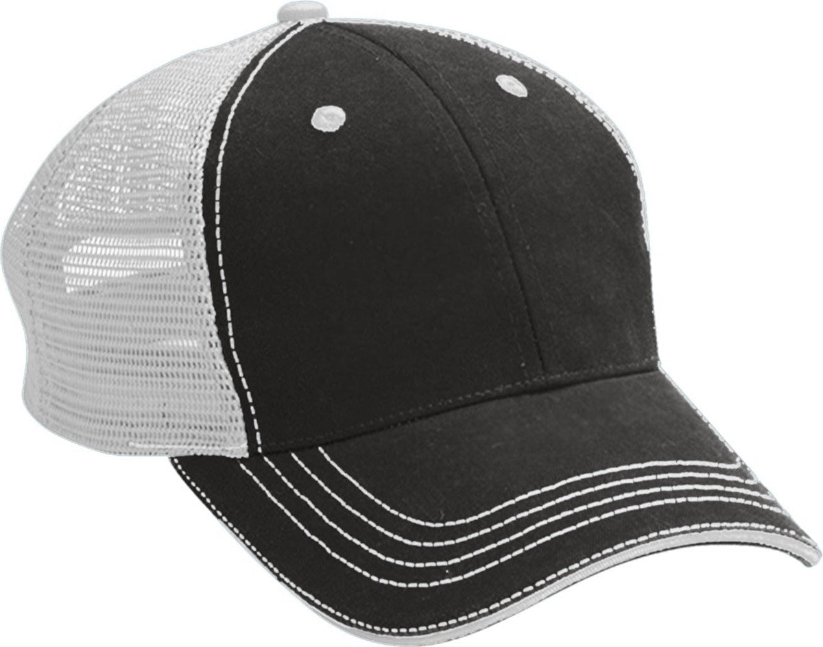 Cobra Cap Wm-6 6 Panel Washed Twill/soft Mesh - Charcoal White - Charcoalwhite
