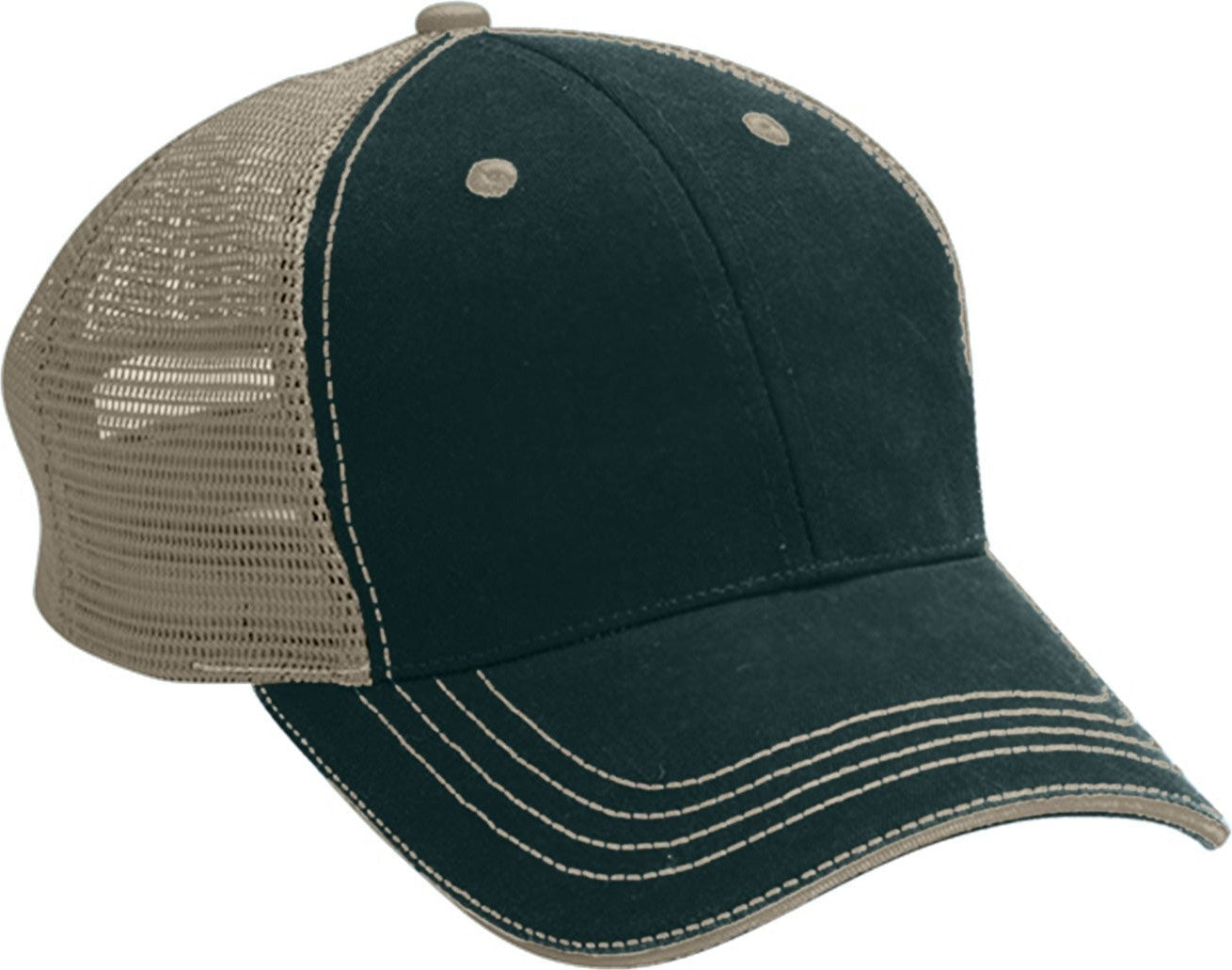 Cobra Cap Wm-6 6 Panel Washed Twill/soft Mesh - Dark Green Khaki