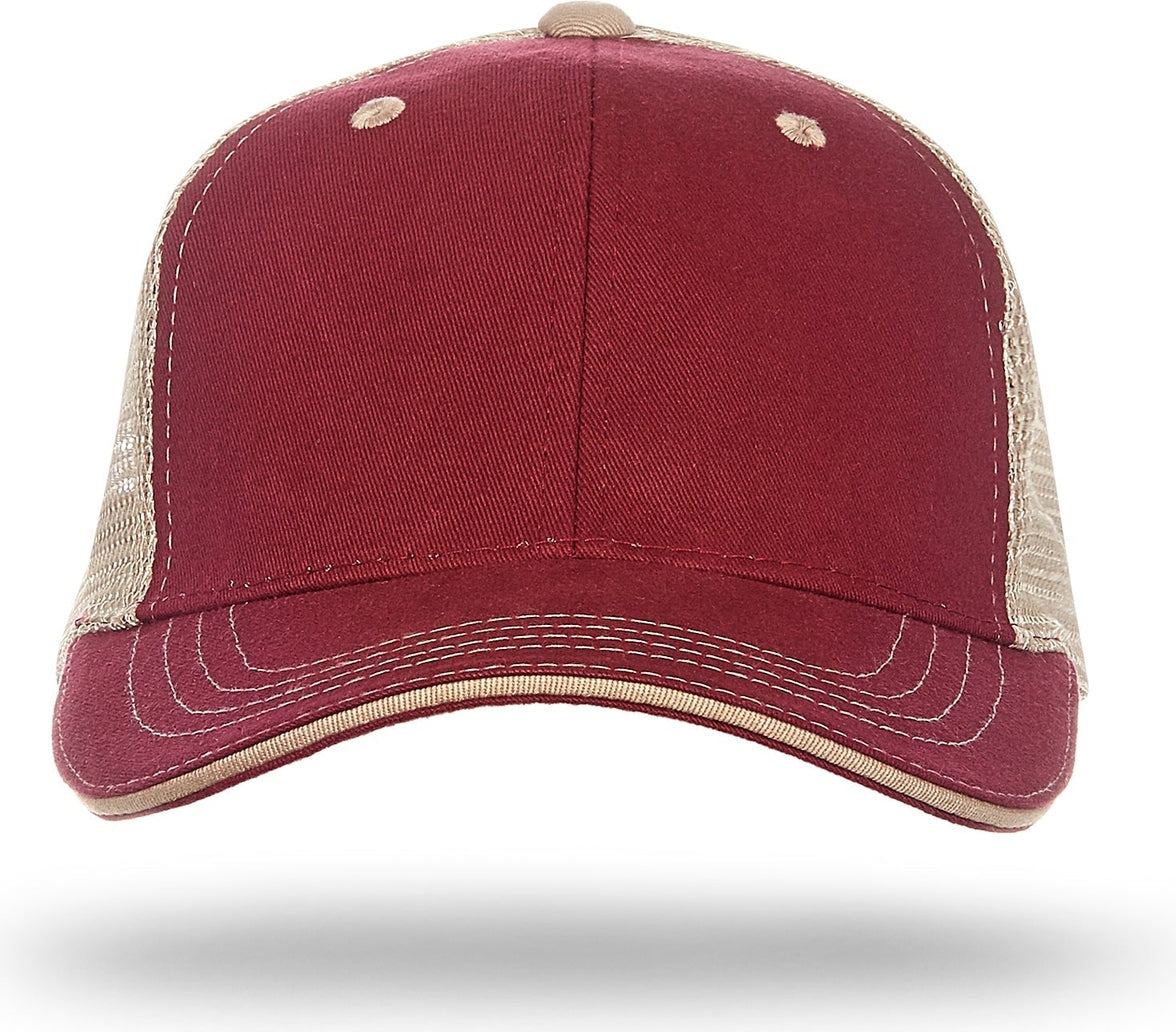 Cobra Cap Wm-6 6 Panel Washed Twill/soft Mesh - Maroon Khaki