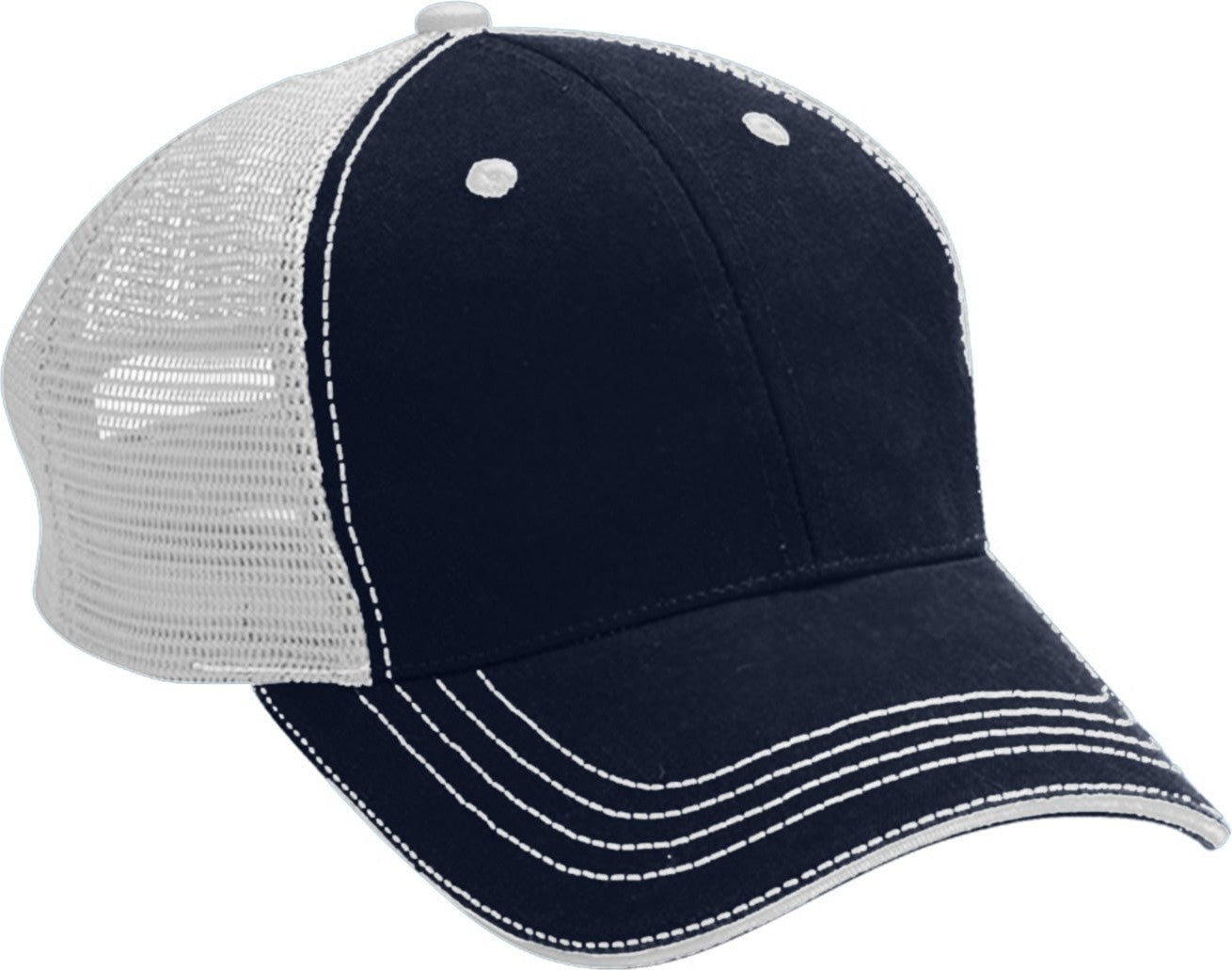 Cobra Cap Wm-6 6 Panel Washed Twill/soft Mesh - Navy White