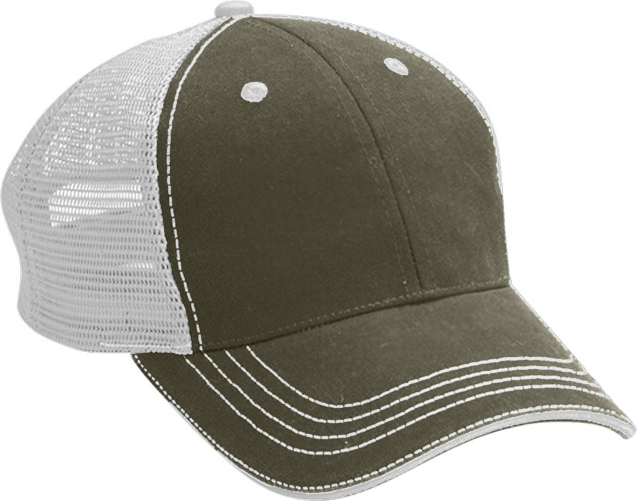 Cobra Cap Wm-6 6 Panel Washed Twill/soft Mesh - Olive White