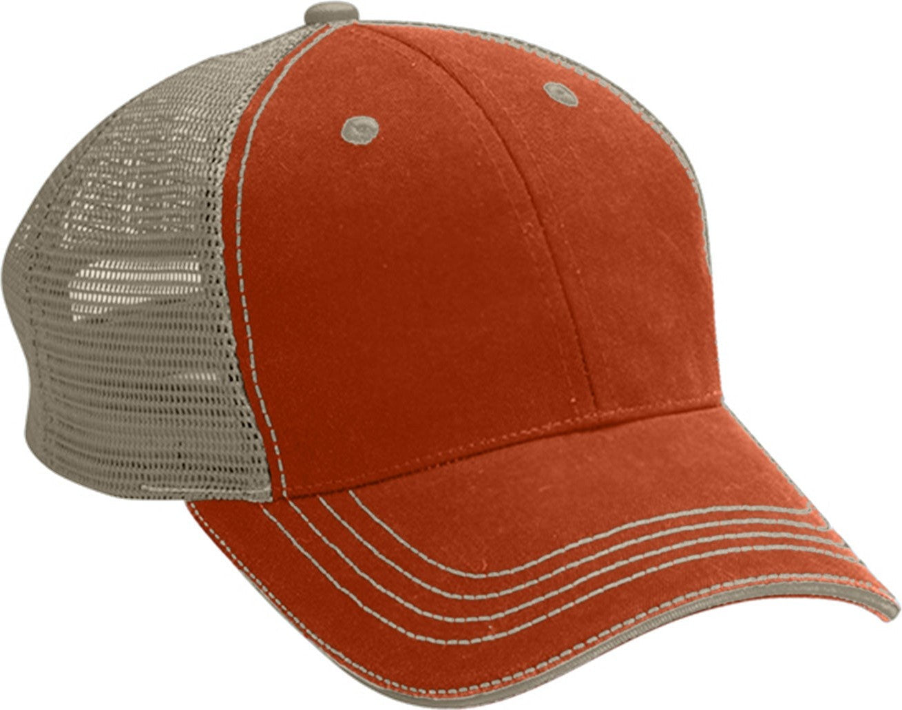 Cobra Cap Wm-6 6 Panel Washed Twill/soft Mesh - Orange Khaki