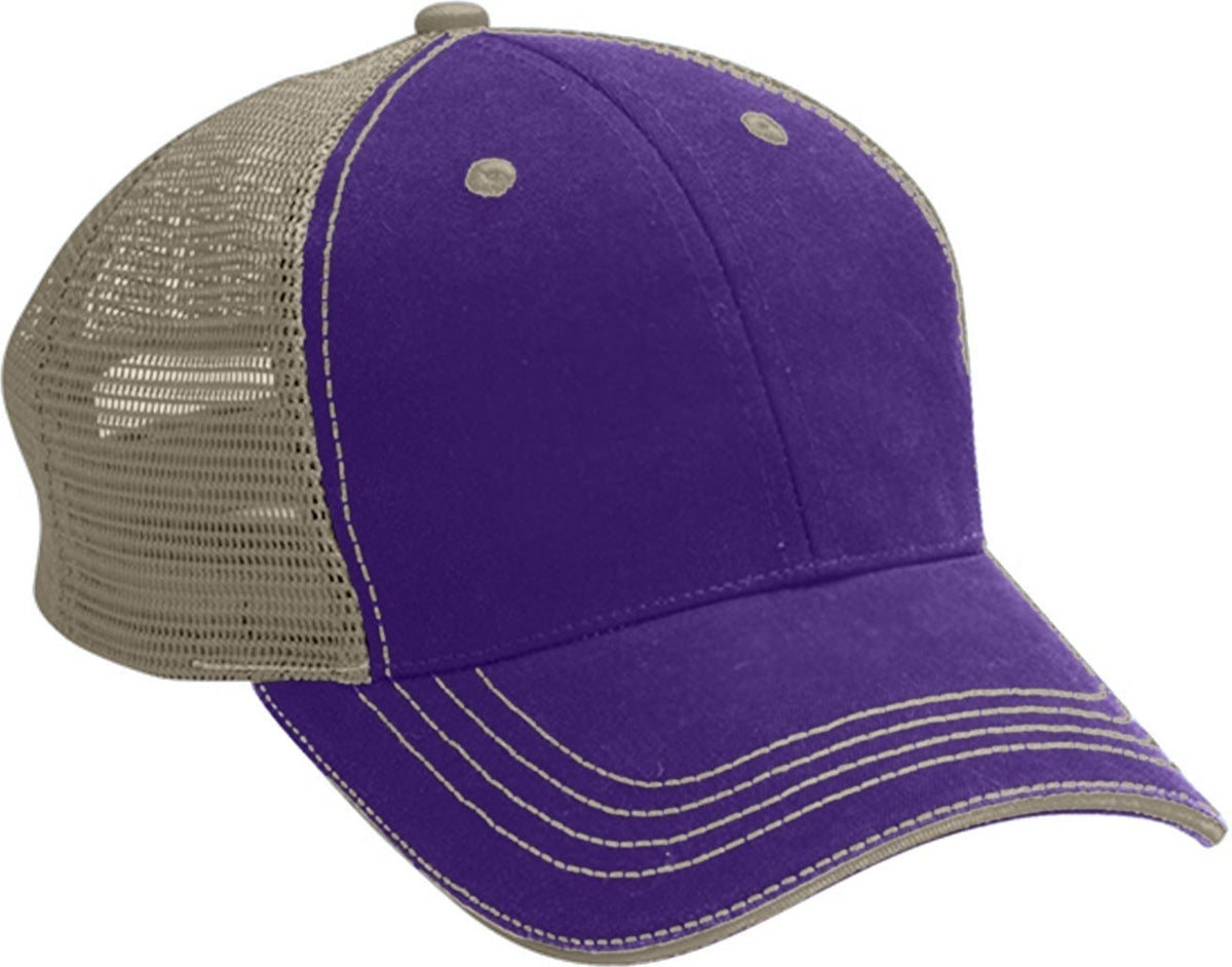 Cobra Cap Wm-6 6 Panel Washed Twill/soft Mesh - Purple Khaki