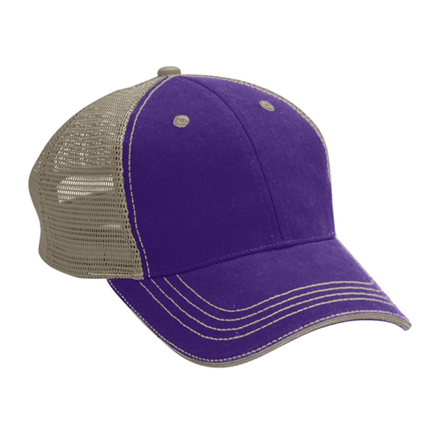 Cobra Cap Wm-6 6 Panel Washed Twill/soft Mesh - Purple Khaki