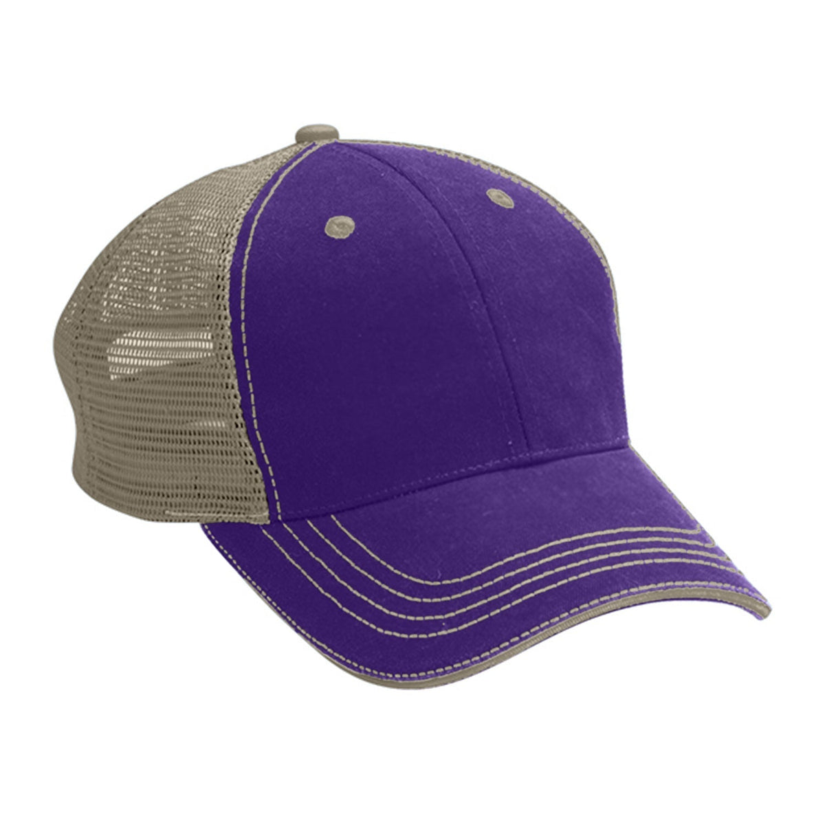 Cobra Cap Wm-6 6 Panel Washed Twill/soft Mesh - Purple Khaki - Purplekhaki