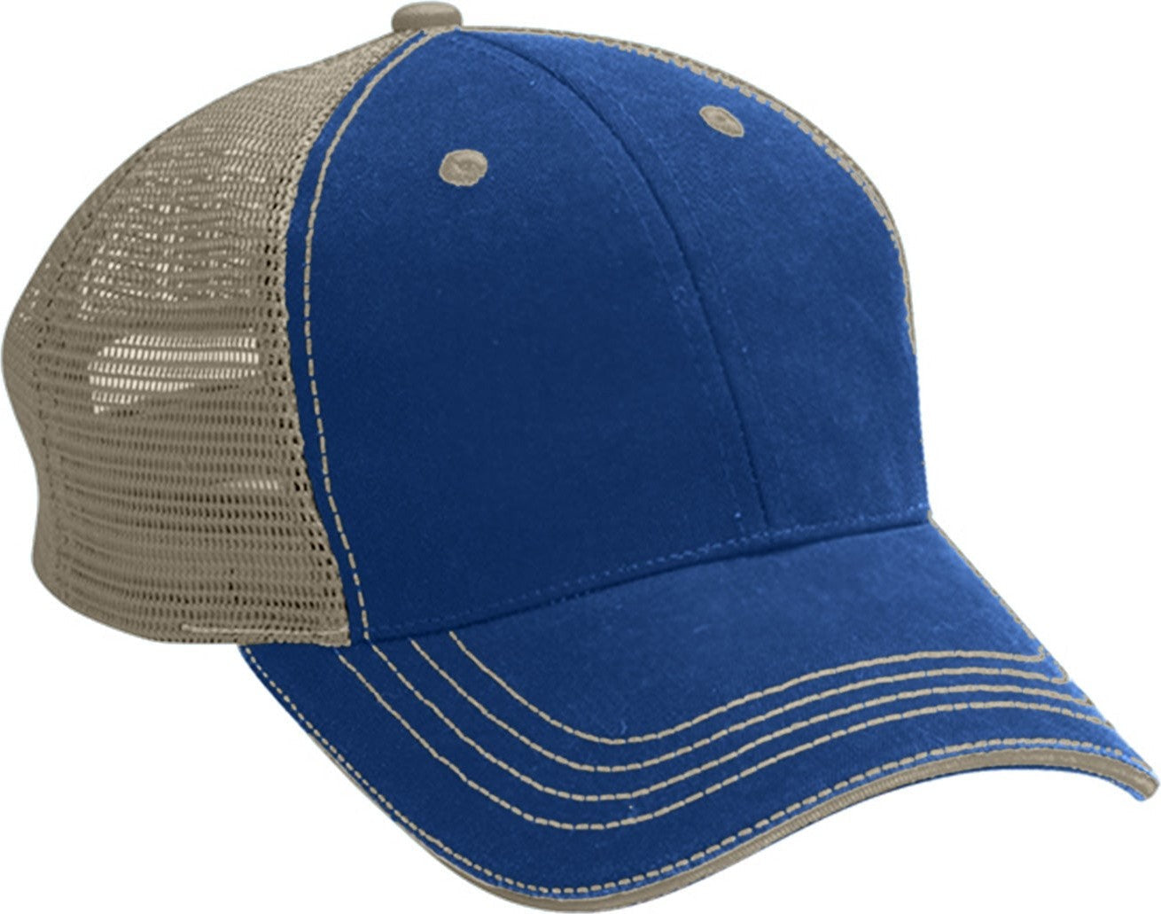 Cobra Cap Wm-6 6 Panel Washed Twill/soft Mesh - Royal Khaki