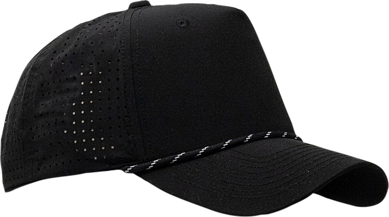 Cobra Cap Xfr 5 Panel Structured Perforated Lasercut Back Mixcolors Rope - Black White