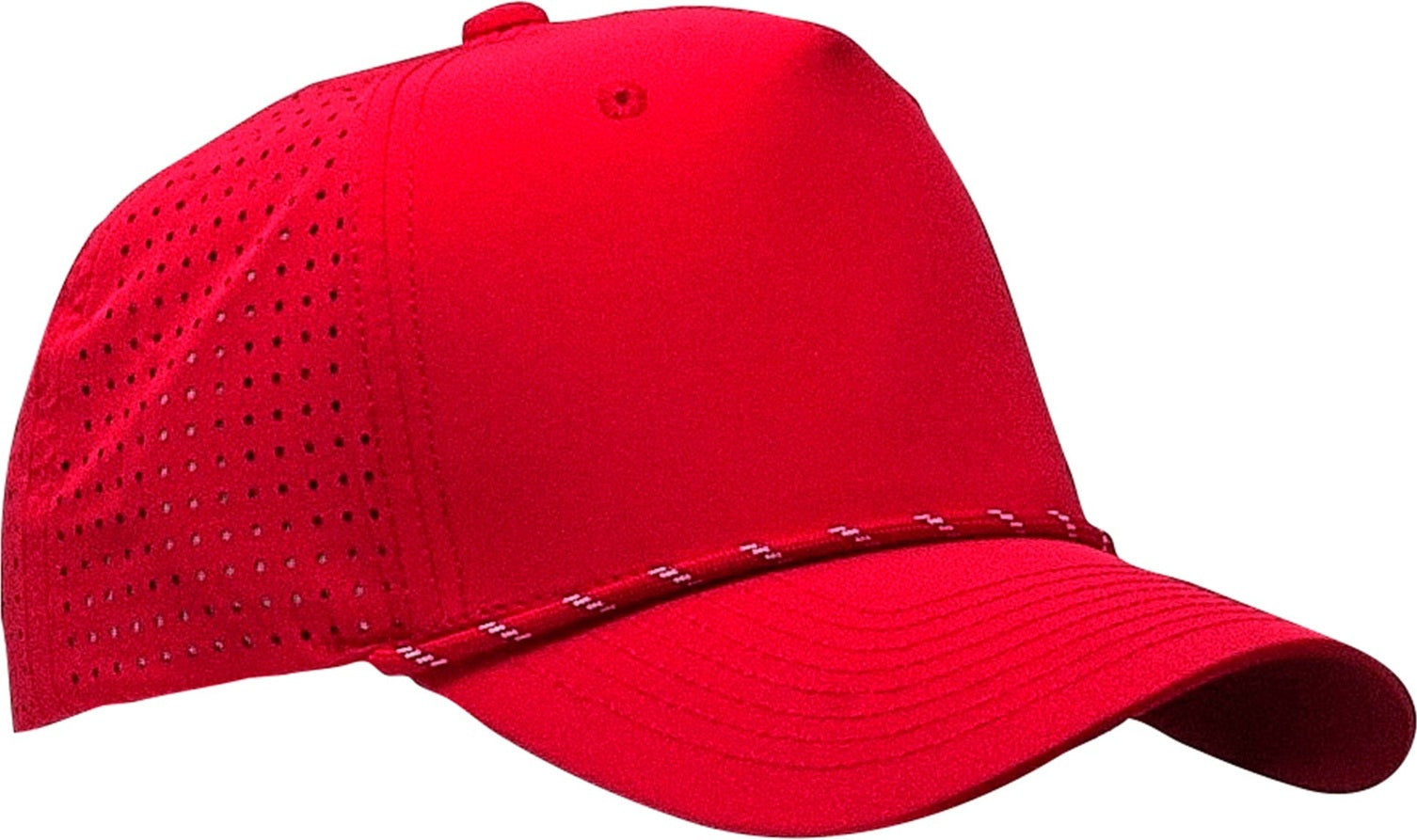 Cobra Cap Xfr 5 Panel Structured Perforated Lasercut Back Mixcolors Rope - Red White