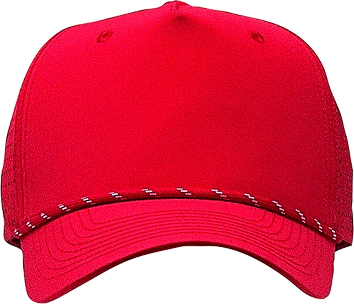 Cobra Cap Xfr 5 Panel Structured Perforated Lasercut Back Mixcolors Rope - Red White