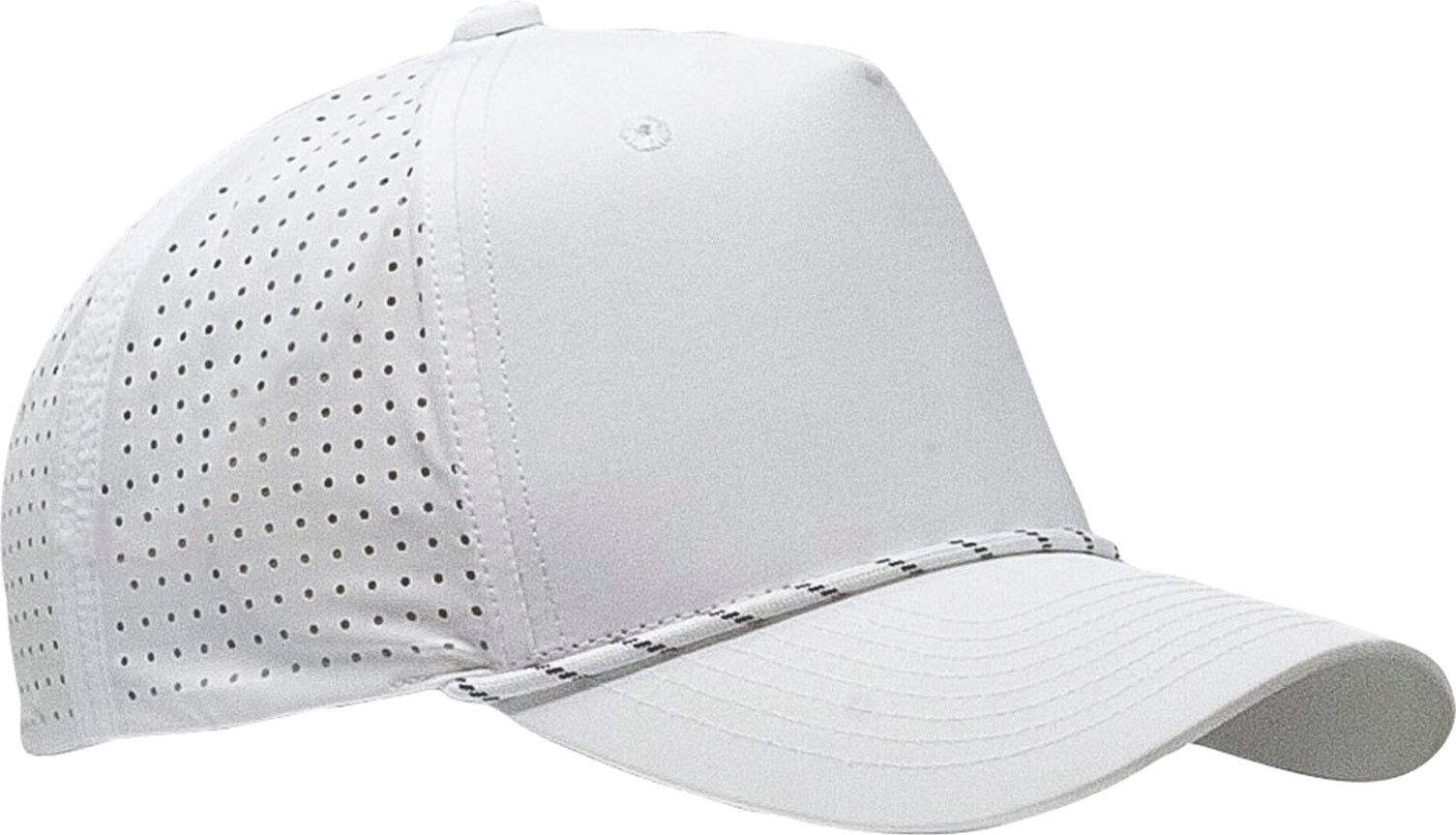 Cobra Cap Xfr 5 Panel Structured Perforated Lasercut Back Mixcolors Rope - White Black