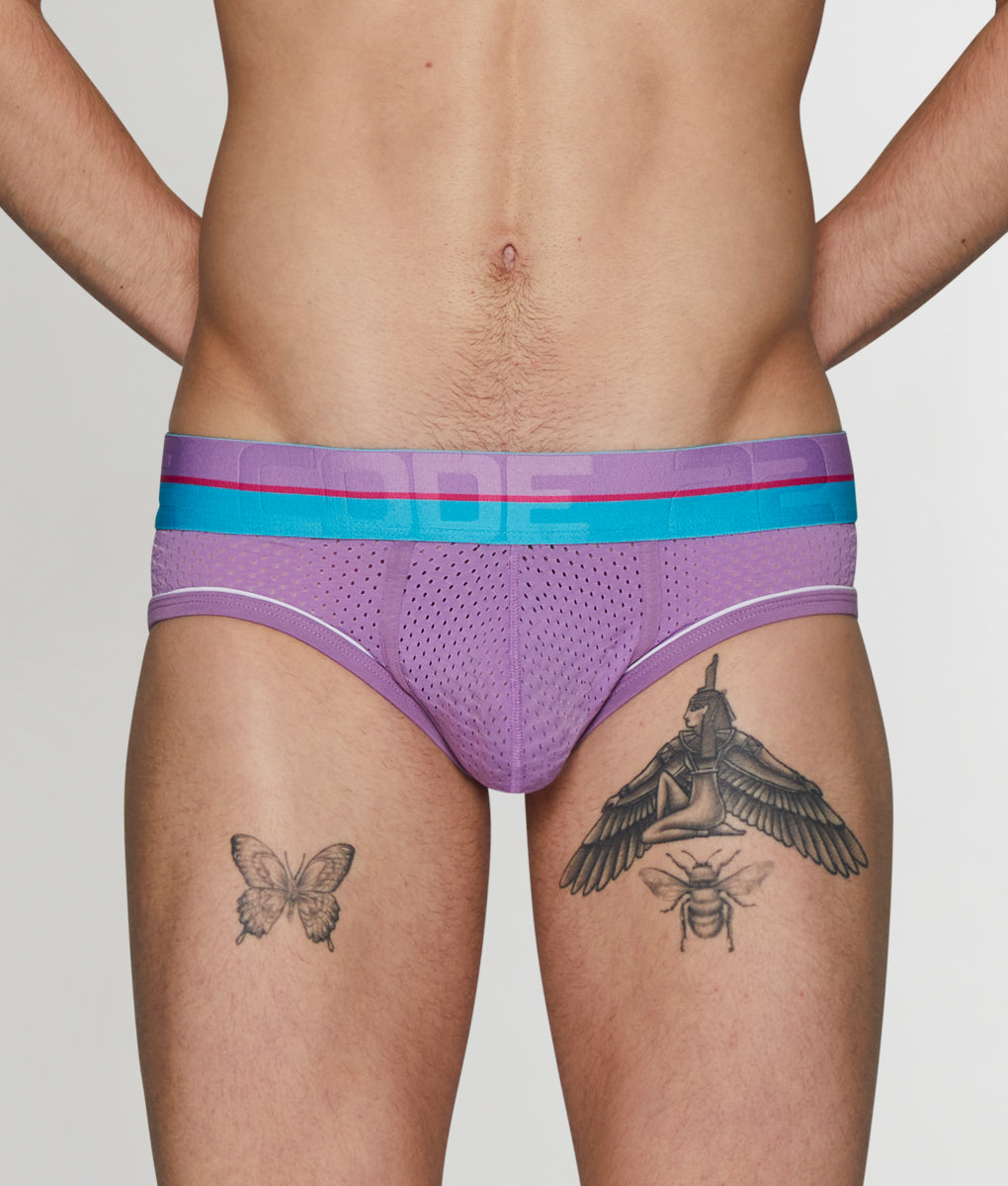 Code 22 Bright Mesh Brief - Grape / Small