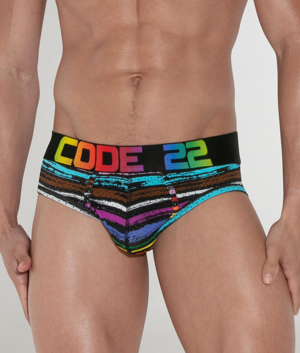 Code 22 Pride Mesh Brief - Black Pattern / Small