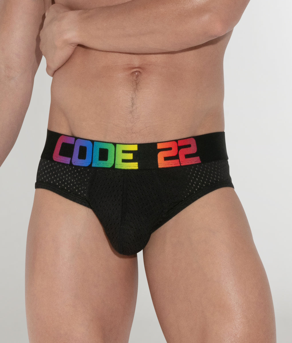Code 22 Pride Mesh Brief - Solid Black / Small