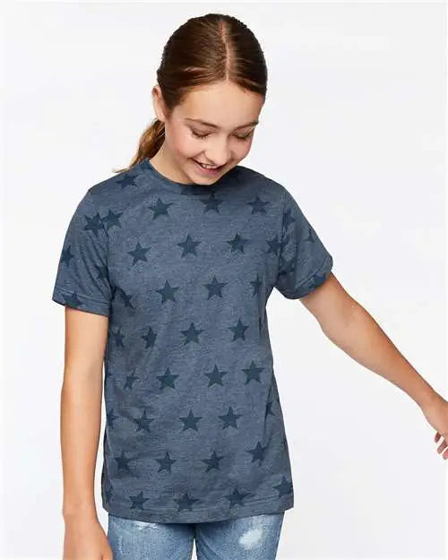 Code Five 2229 Youth Star Print Tee - Denim