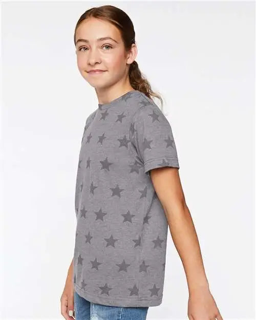Code Five 2229 Youth Star Print Tee - Granite Heather