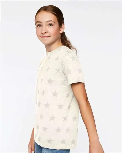 Code Five 2229 Youth Star Print Tee - Natural Heather