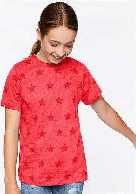 Code Five 2229 Youth Star Print Tee - Red