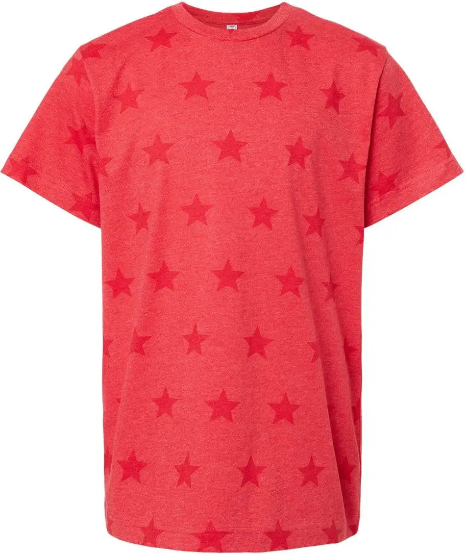 Code Five 2229 Youth Star Print Tee - Red - Xs