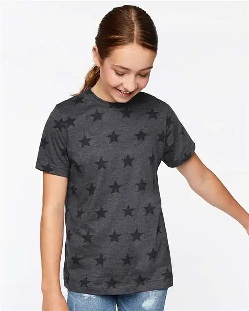 Code Five 2229 Youth Star Print Tee - Smoke