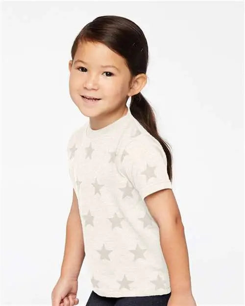 Code Five 3029 Toddler Star Print Tee - Natural Heather