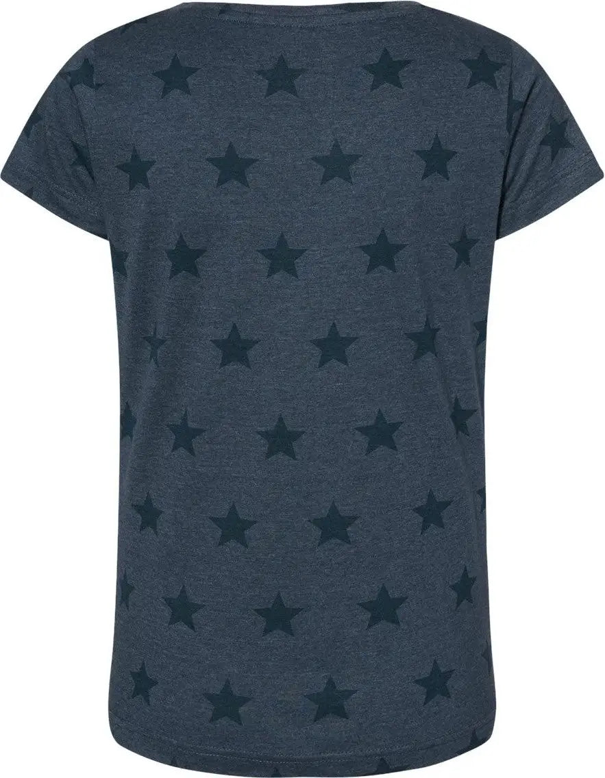 Code Five 3629 Women’s Star Print Scoop Neck Tee - Denim