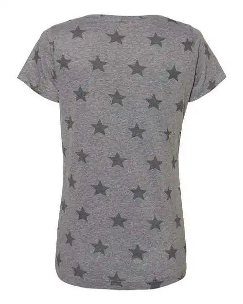 Code Five 3629 Women’s Star Print Scoop Neck Tee - Granite Heather