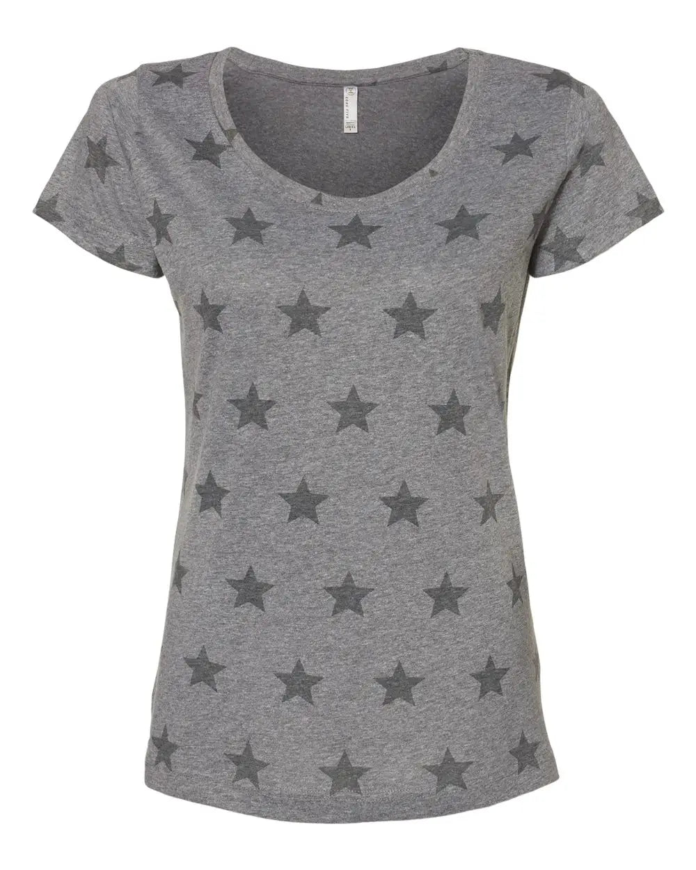Code Five 3629 Women’s Star Print Scoop Neck Tee - Granite Heather - Dark Gray / s