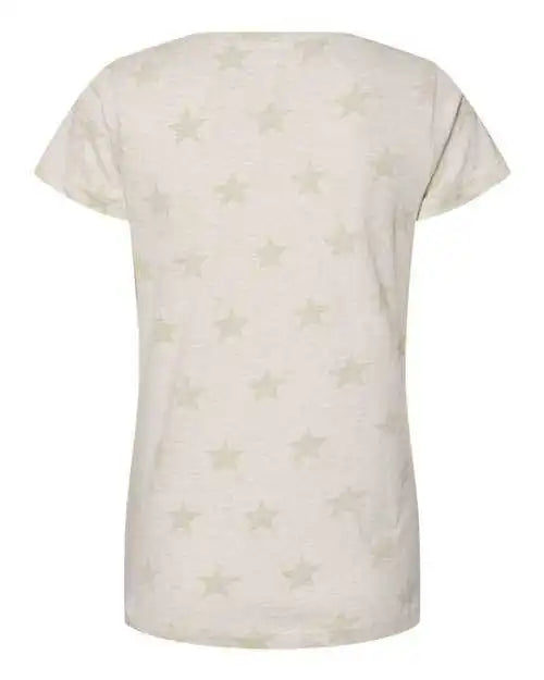 Code Five 3629 Women’s Star Print Scoop Neck Tee - Natural Heather