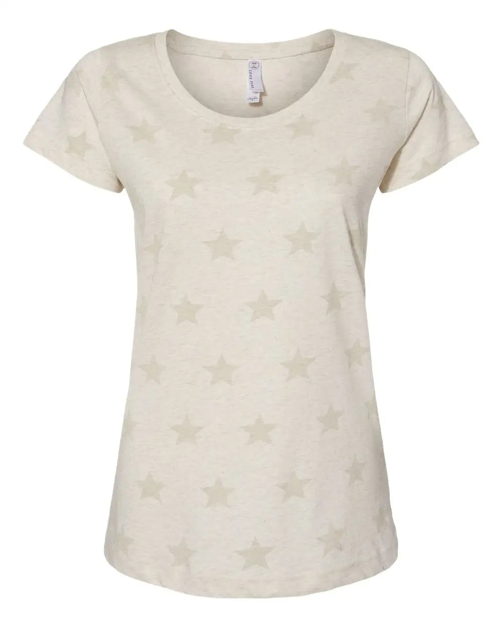 Code Five 3629 Women’s Star Print Scoop Neck Tee - Natural Heather - Gray / s