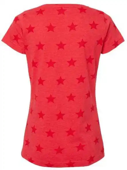 Code Five 3629 Women’s Star Print Scoop Neck Tee - Red