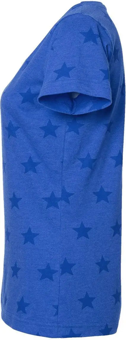 Code Five 3629 Women’s Star Print Scoop Neck Tee - Royal