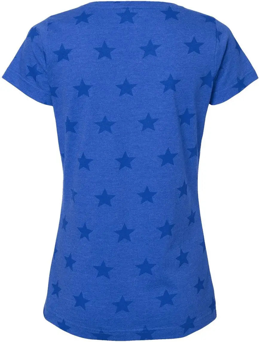 Code Five 3629 Women’s Star Print Scoop Neck Tee - Royal