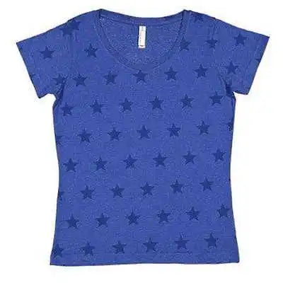 Code Five 3629 Women’s Star Print Scoop Neck Tee - Royal