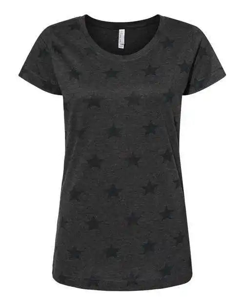 Code Five 3629 Women’s Star Print Scoop Neck Tee - Smoke