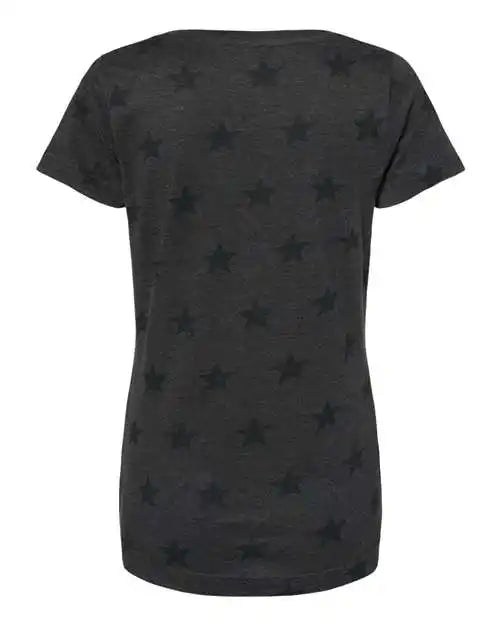 Code Five 3629 Women’s Star Print Scoop Neck Tee - Smoke