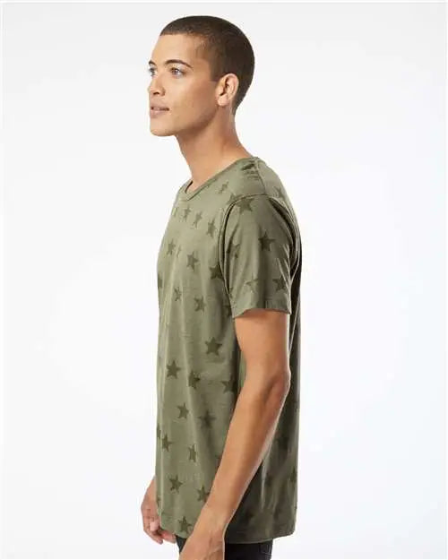 Code Five 3929 Star Print Tee - Military Green