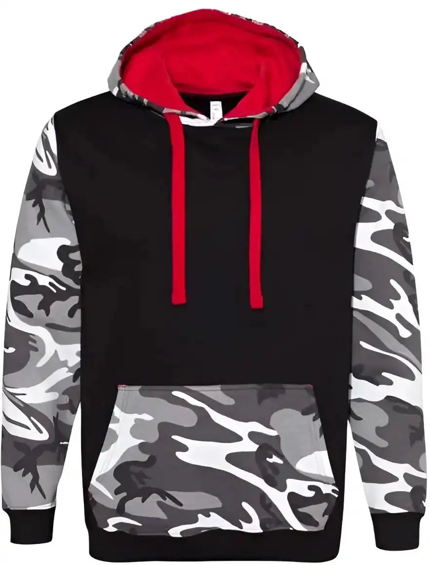 Code Five 3967 Fashion Camo Hooded Sweatshirt Black Urban Woodland Red