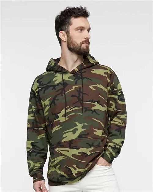 Code Five 3969 Camo Pullover Fleece Hoodie - Green Woodland