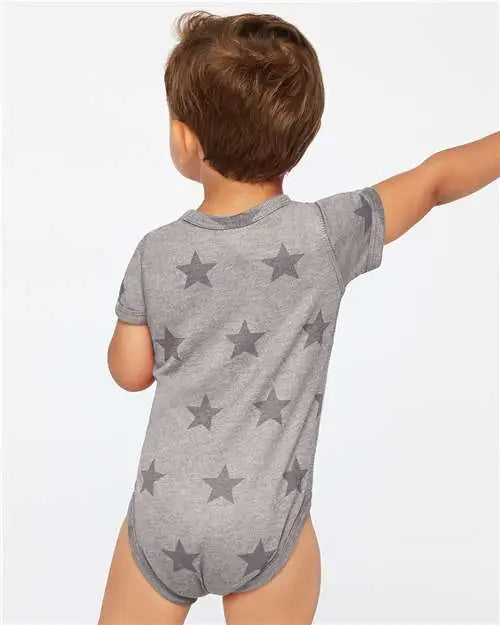 Code Five 4329 Infant Star Print Bodysuit - Granite Heather
