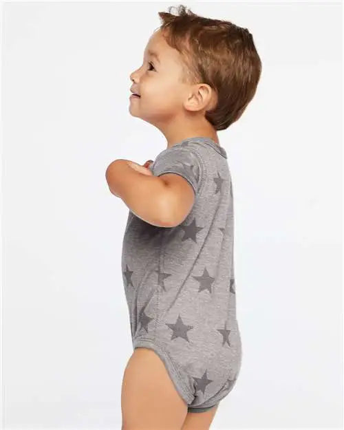 Code Five 4329 Infant Star Print Bodysuit - Granite Heather