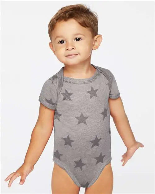 Code Five 4329 Infant Star Print Bodysuit - Granite Heather